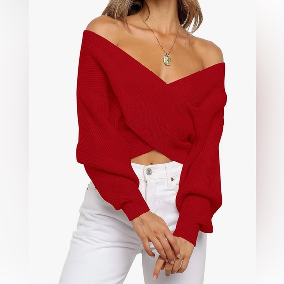 New With Tags ZCSIA Women's Wrap V Neck Cropped Sweaters 2024 Fall - Picture 1 of 6
